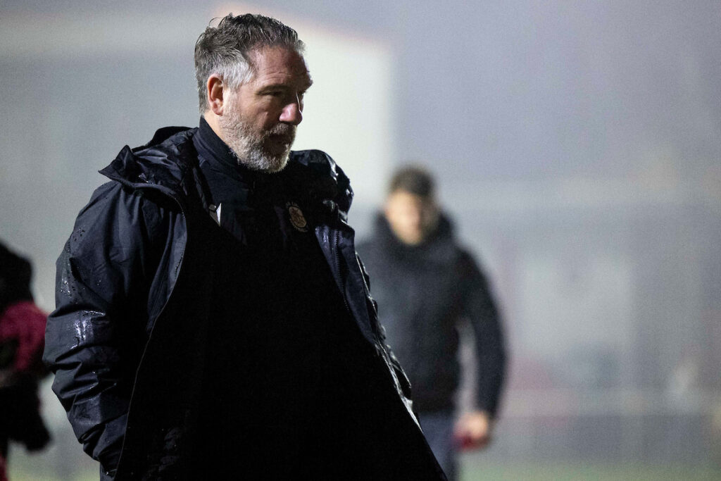 Afan Lido manager Paul Evans at full time. 
Afan Lido v Taffs Well in the JD Cymru South at Marston’s Stadium on the 15th December 2023
