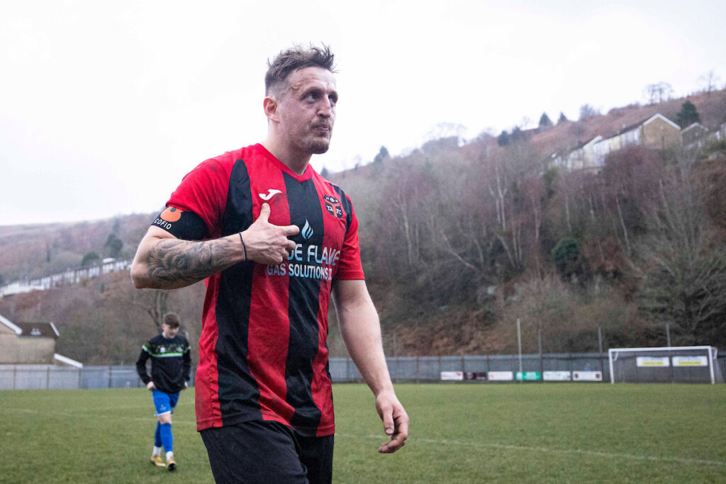 Jacob Matthews of Ynyshir at full time.
Ynyshir Albions v Swansea University in the JD Cymru South at The Oval on the 18th February 2023