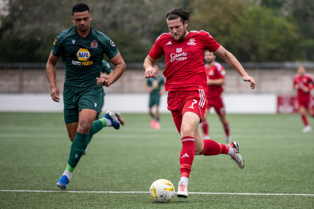 Connah's Quay Nomads' Jack Kenny during the JD Cymru Premier fixture between Connah's Quay Nomads and Barry Town United at the Essity Stadium, Flint. 7th of September, Flint, Wales