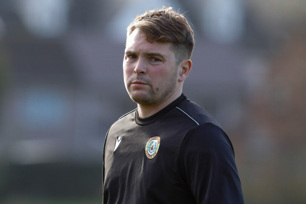 Penrhiwceiber Rangers Manager Dean Brown before the 2024/25 JD Cymru South fixture between Cwmbran Celtic FC and Penrhiwceiber Rangers AFC at Avondale Motorpark Arena, Cwmbran, Wales. 