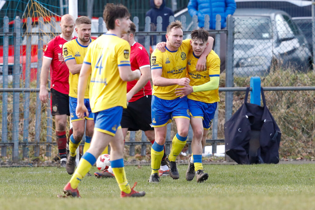 Mario Van Dieren of Cwmbran Celtic AFC celebrates after scoring during the 2024/25 JD Cymru South fixture between Cwmbran Celtic FC and Penrhiwceiber Rangers AFC at Avondale Motorpark Arena, Cwmbran, Wales