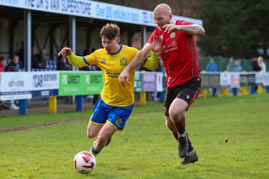 Jonathan McMenemy of Penrhiwceiber Rangers during the 2024/25 JD Cymru Leagues South fixture between Cwmbran Celtic and Penrhiwceiber Rangers AFC at Avondale Motorpark Arena, Cwmbran, Wales