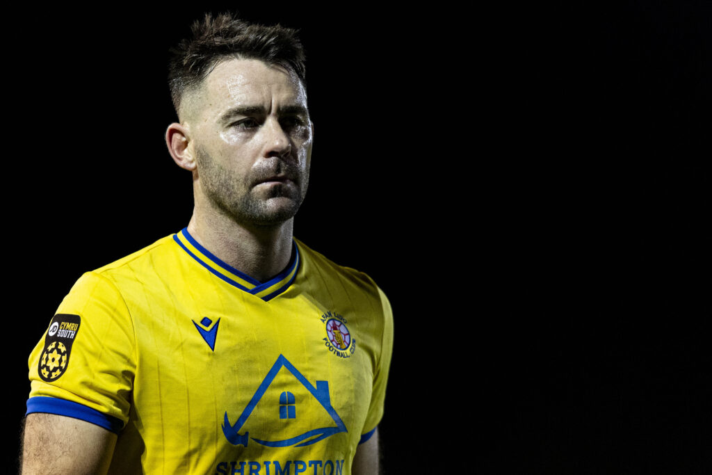 Jon Hood of Afan Lido at full time.
Llanelli Town v Afan Lido in the JD Cymru South at Stebonheath Park on the 28th March 2025