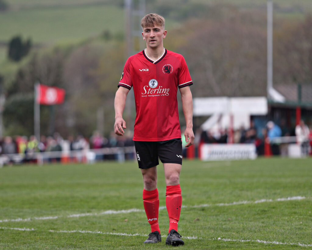 Dan Owen of Penrhyncoch during CPD Penrhyncoch vs Colwyn Bay FC in Round 30 of the JD Cymru Leagues North at Cae Baker, Penrhyncoch