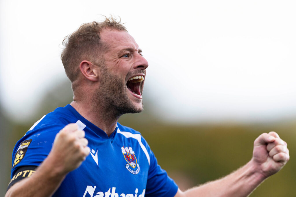 Kane Owen of Penybont at full time.
Penybont v Colwyn Bay in the JD Cymru Premier at the DragonBet Stadium on the 27th September 2025.