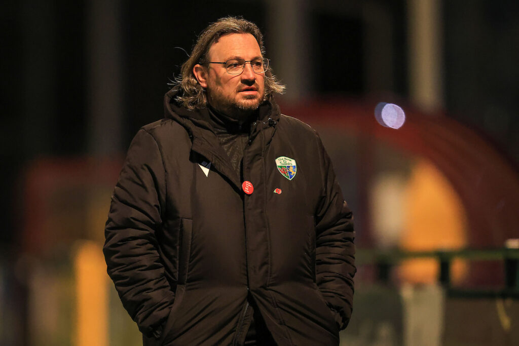 The New Saints Manager Craig Harrison during the 2025/26 JD Welsh Cup fixture between Cardiff Met University FC & The New Saints at Cyncoed Stadium, Cardiff, Wales
