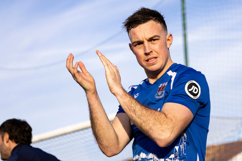 Billy Borge of Penybont ahead of kick off.
Penybont v Flint Town United in the JD Welsh Cup at the DragonBet Stadium on the 13th December 2025