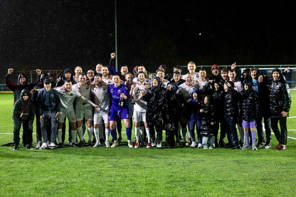 Trefelin lift the trophy.
Trefelin v Penrhiwceiber Rangers in the Welsh Blood Service Cup Southern Final at the M&P Group 3G on the 18th April 2025