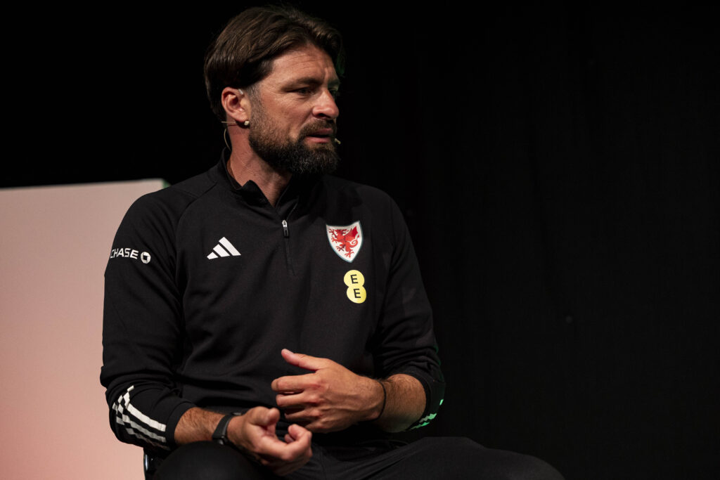 Former Swansea City boss Russell Martin with Evolve Neuro.
FAW National Coaches Conference at Dragon Park on the 25th May 2025.