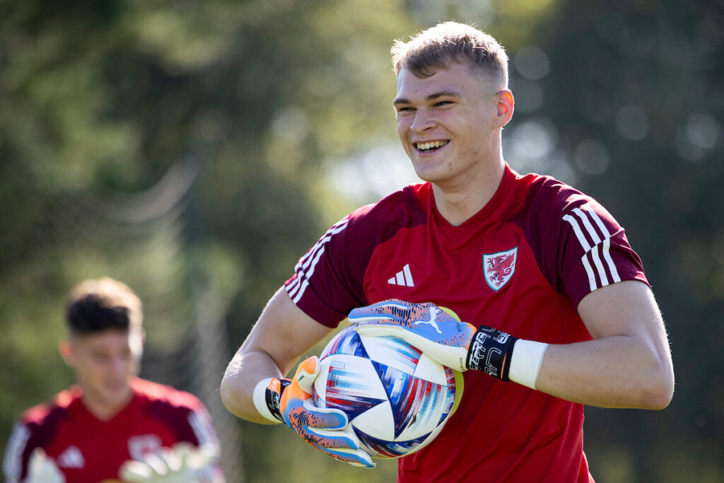 Swansea City's Ben Hughes in training.
Cymru U21 Training Session ahead of the upcoming UEFA Qualifying match in Lithuania at The Vale Resort on the 4th September 2023.