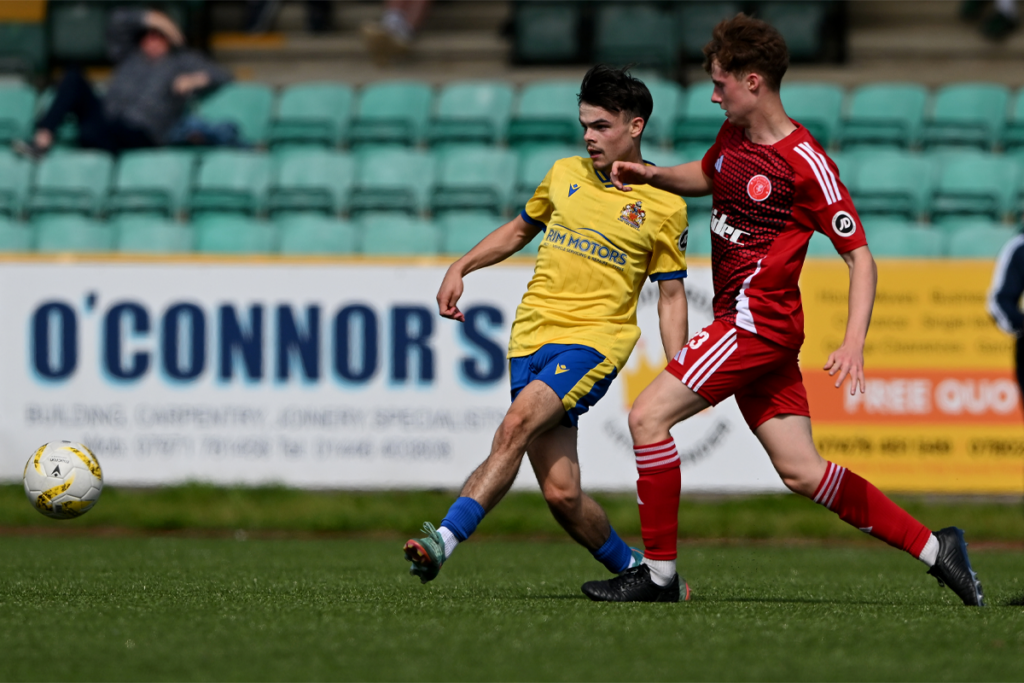 Ieuan Owen of Barry Town United FC during the JD Cymru Premier 24/25 Phase 1 match between Barry Town United FC and Newtown AFC at Jenner Park Stadium in Barry on the 26th August 2024
