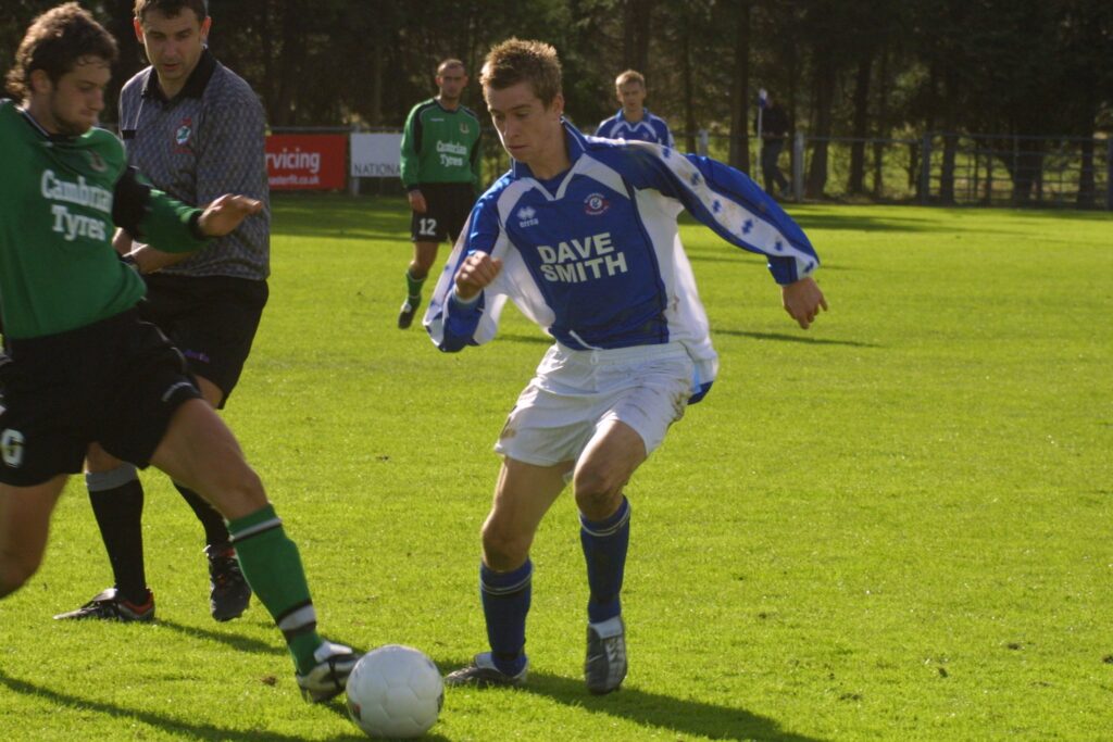 Chris Venables in action for Caersws in the JD Cymru Premier. 